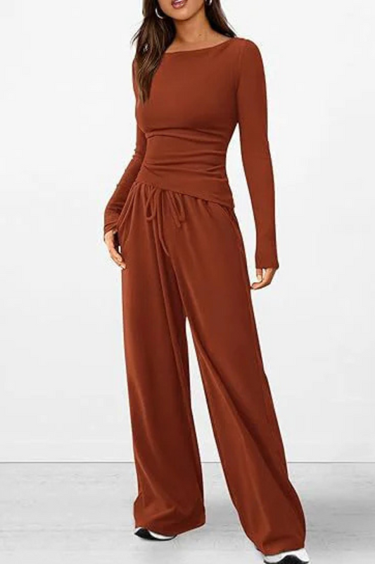 Casual Suit Long-sleeved T-shirt Wide-leg Pants