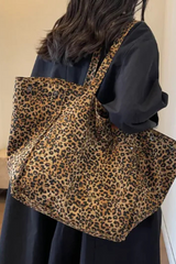 Leopard Print Canvas Tote Bag