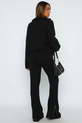 Comfortable Wool Zipper Long Sleeve Trousers Suit