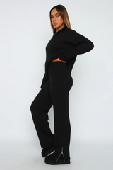 Comfortable Wool Zipper Long Sleeve Trousers Suit