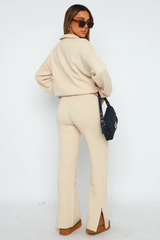 Comfortable Wool Zipper Long Sleeve Trousers Suit