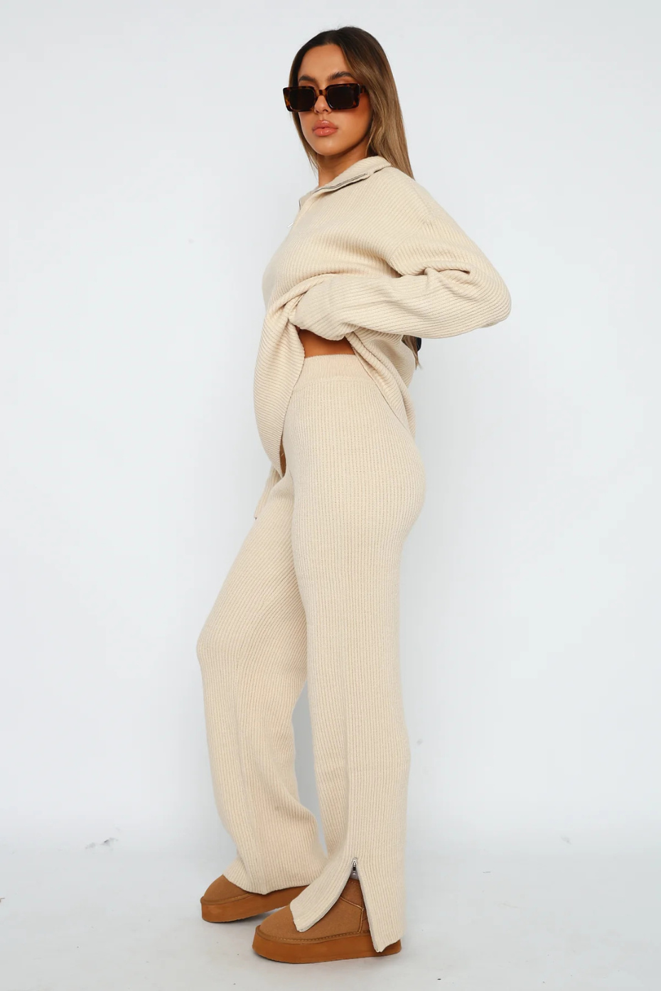 Comfortable Wool Zipper Long Sleeve Trousers Suit