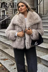 Women's Faux Fox Fur Coat