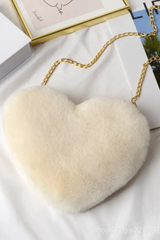 Heart Shaped Faux Fur Crossbody Wallet