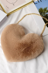 Heart Shaped Faux Fur Crossbody Wallet