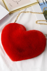 Heart Shaped Faux Fur Crossbody Wallet