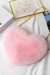 Heart Shaped Faux Fur Crossbody Wallet