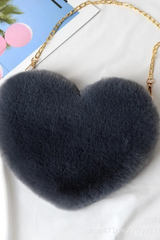 Heart Shaped Faux Fur Crossbody Wallet