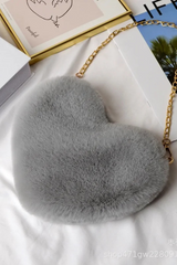 Heart Shaped Faux Fur Crossbody Wallet