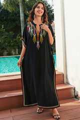 Robe Style Loose Embroidery Vacation Dress