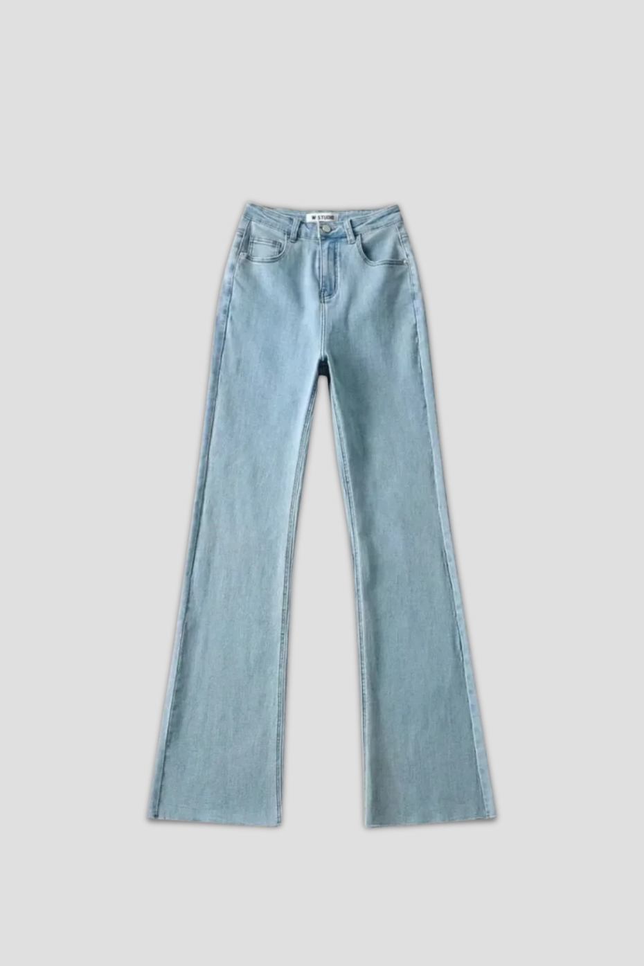 High Waist Raw Edge Flared Denim Pants