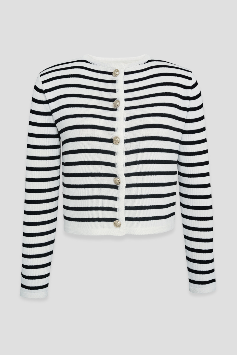 Women's Striped Knit Cardigan & High-Waist Shorts Set