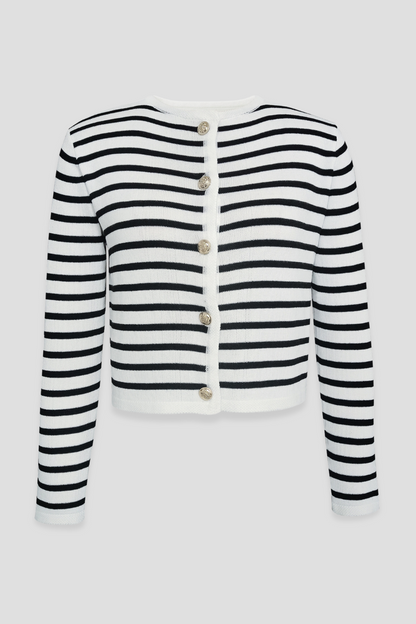 Women's Striped Knit Cardigan & High-Waist Shorts Set