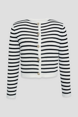 Women's Striped Knit Cardigan & High-Waist Shorts Set