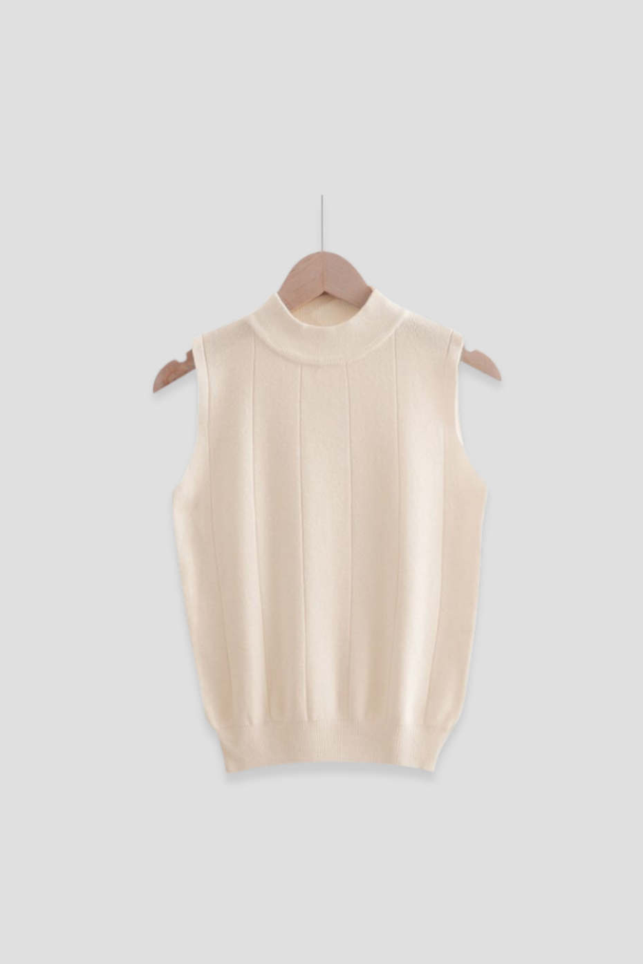 Sleeveless Half-High Neck Knit Sweater