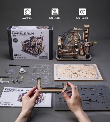 Robotime Rokr Marble Spaceport 3D Wooden Puzzle – Electric Model Kit Brain Teaser