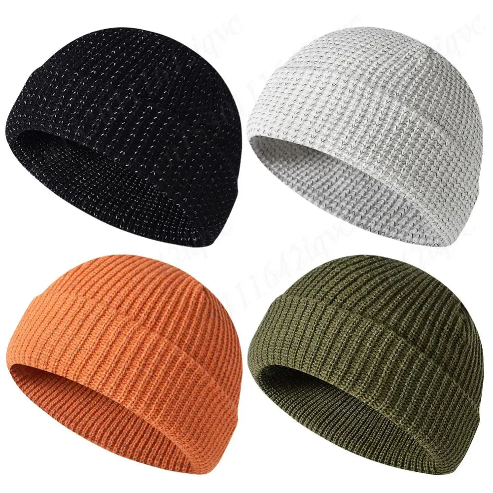 Unisex Reflective Knit Beanie – Glow-in-the-Dark Warm Hat for Night Safety
