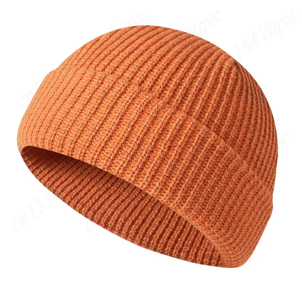Unisex Reflective Knit Beanie – Glow-in-the-Dark Warm Hat for Night Safety