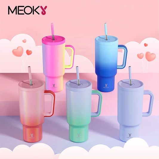 Meoky 40oz Stainless Steel Insulated Tumbler – Large Cup with Straw & Lid