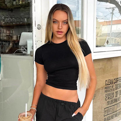 Women's Casual Soft Crop Top – Spring/Summer Tee