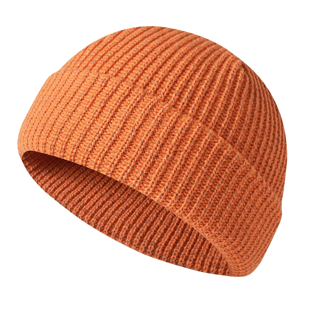 Unisex Reflective Knit Beanie – Glow-in-the-Dark Warm Hat for Night Safety