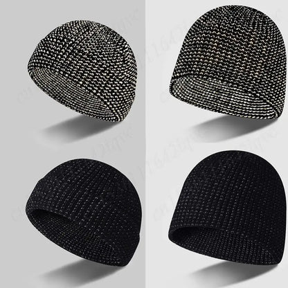Unisex Reflective Knit Beanie – Glow-in-the-Dark Warm Hat for Night Safety