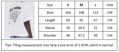 Women's AB Letter BING Star Print Cotton T-Shirt – Casual Summer Tee