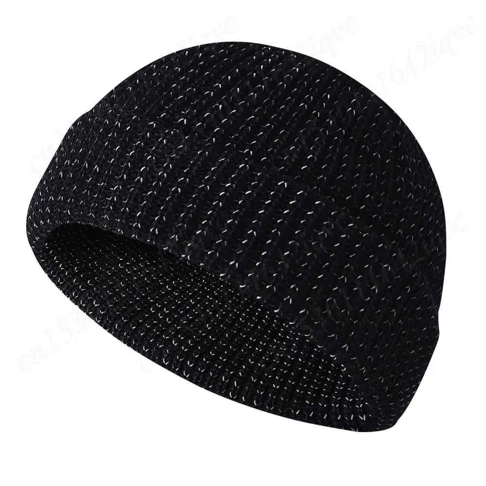 Unisex Reflective Knit Beanie – Glow-in-the-Dark Warm Hat for Night Safety